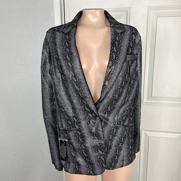 NEW Neiman Marcus Women's Leather Jacket Medium Snake Print Reversible MM17 - Picture 1 of 6